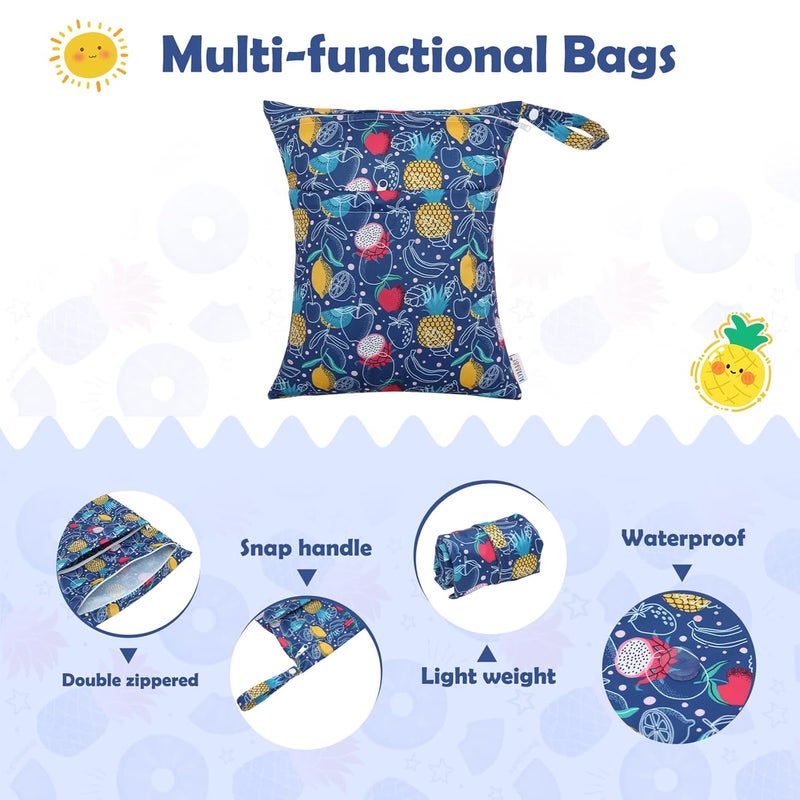 ALVABABY 3pcs Cloth Diaper Wet Dry Bags Waterproof Reusable with Two Zippered Pockets Travel Beach Pool Daycare Soiled Baby Items Yoga Gym Bag for Swimsuits or Wet Clothes 3L-ZM20A - Image 3